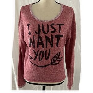 Jerry Leigh “I Just Want You” graphic Sweater/Top Junior size 11/13 Large